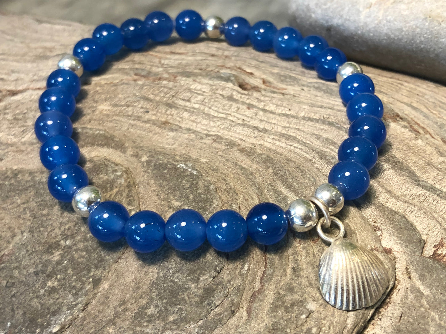 Chunky Aqua beaded shell bracelet.