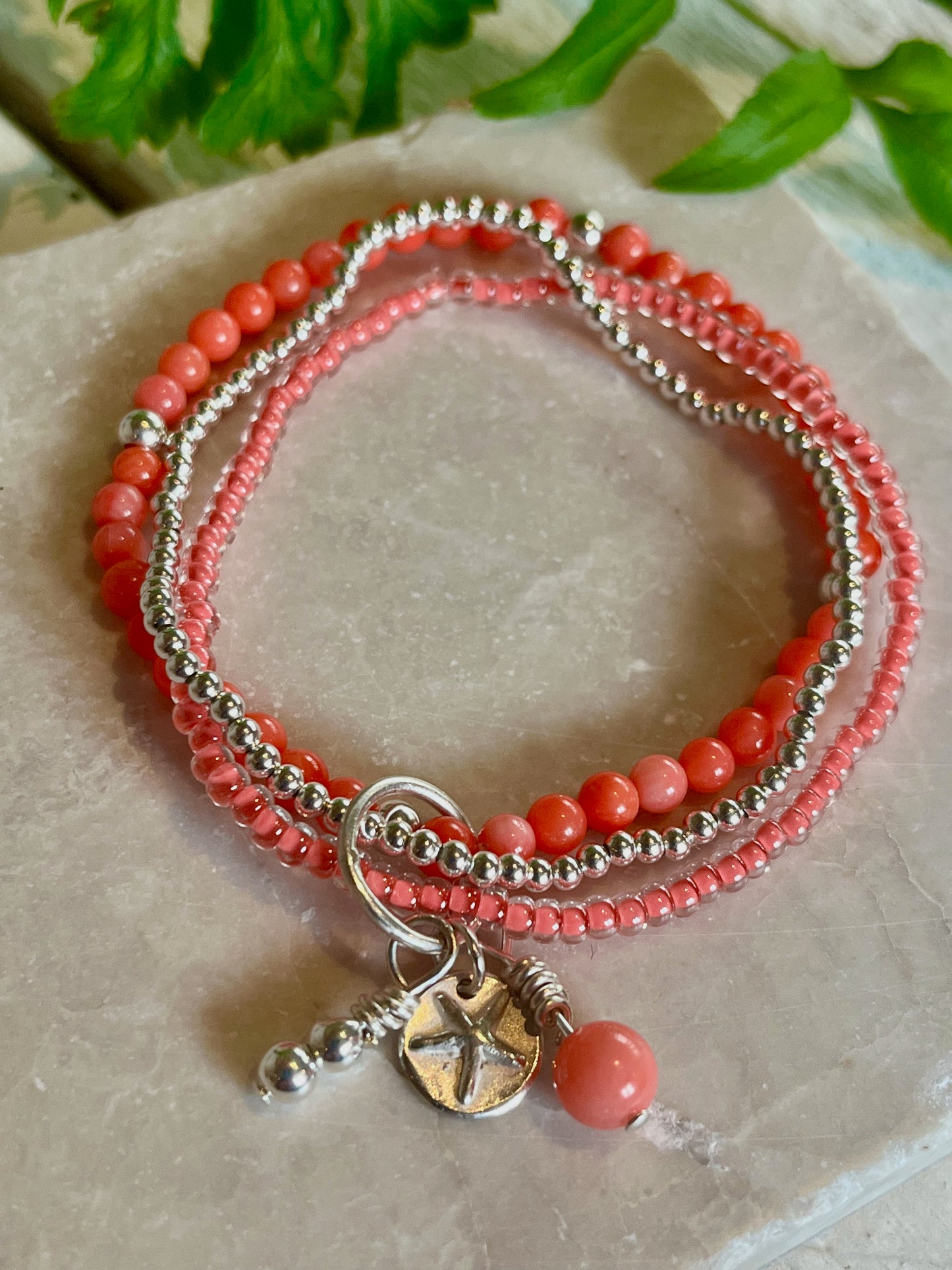 Stacking Beaded Bracelet with Starfish disc.