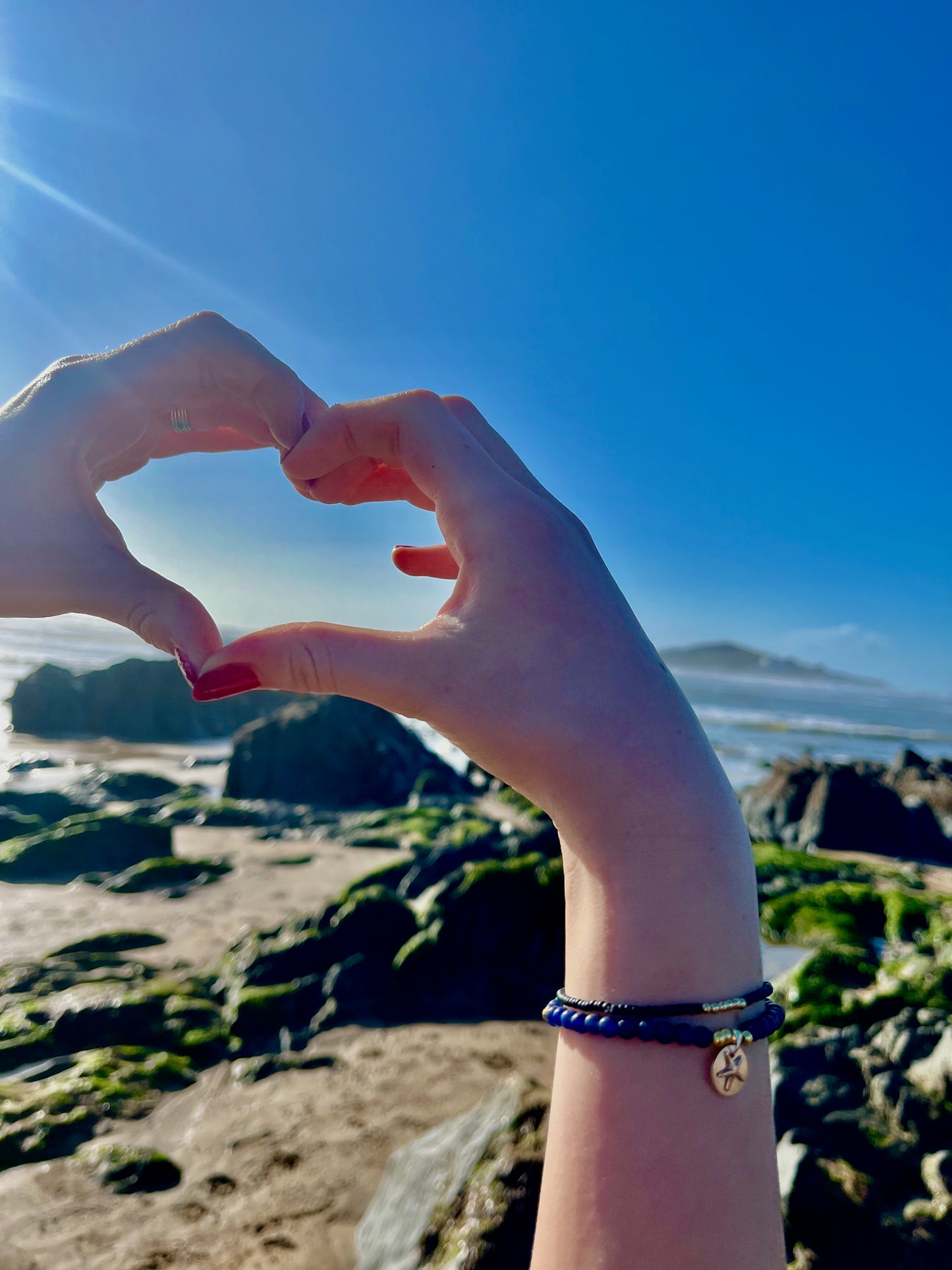 Lapis Blue Starfish disc Bracelet.