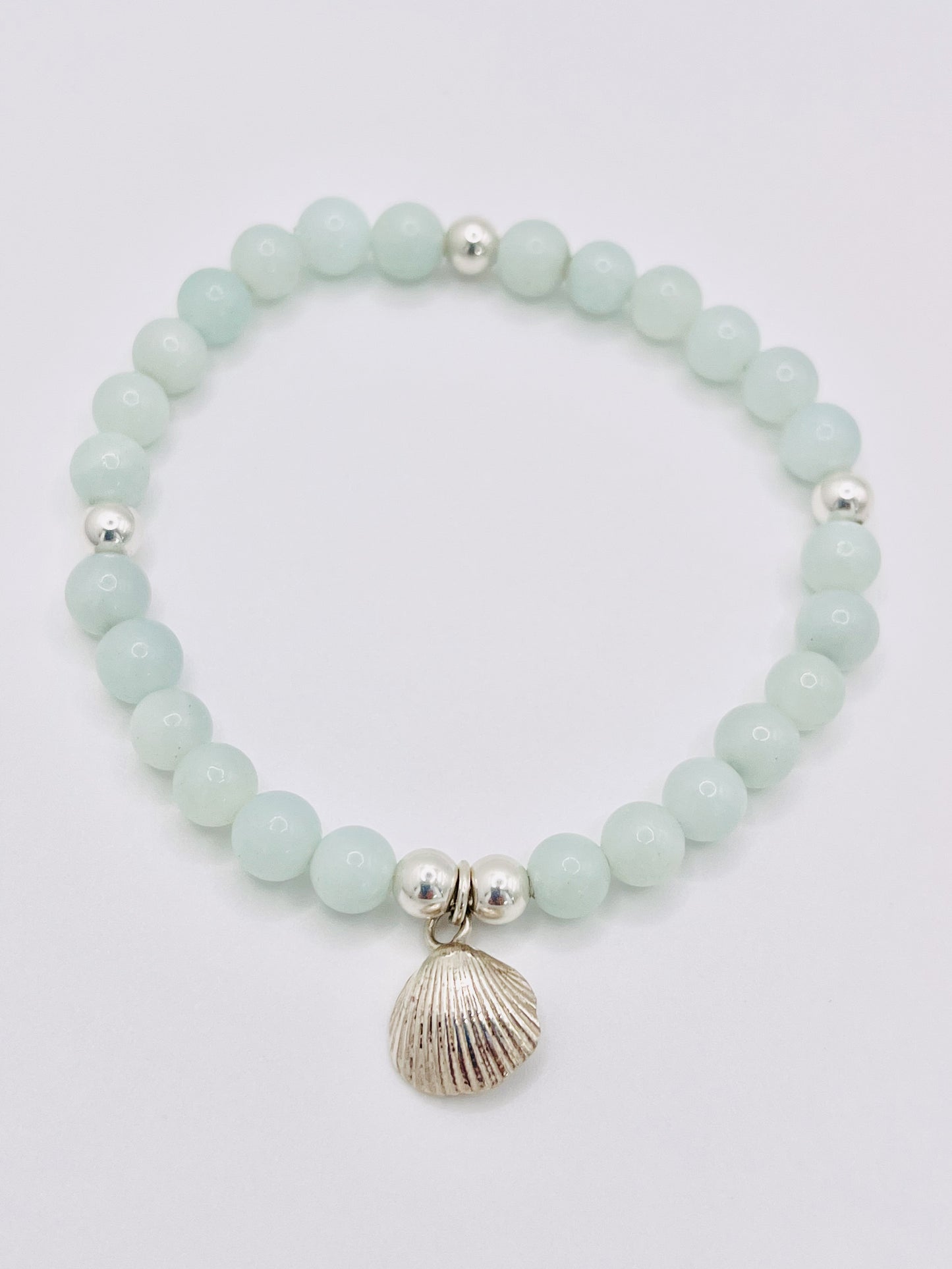 Chunky Aqua beaded shell bracelet.