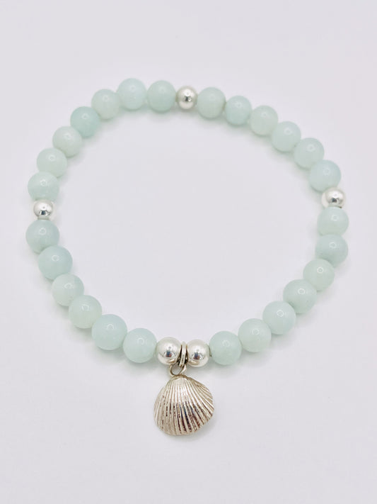 Chunky Aqua beaded shell bracelet.
