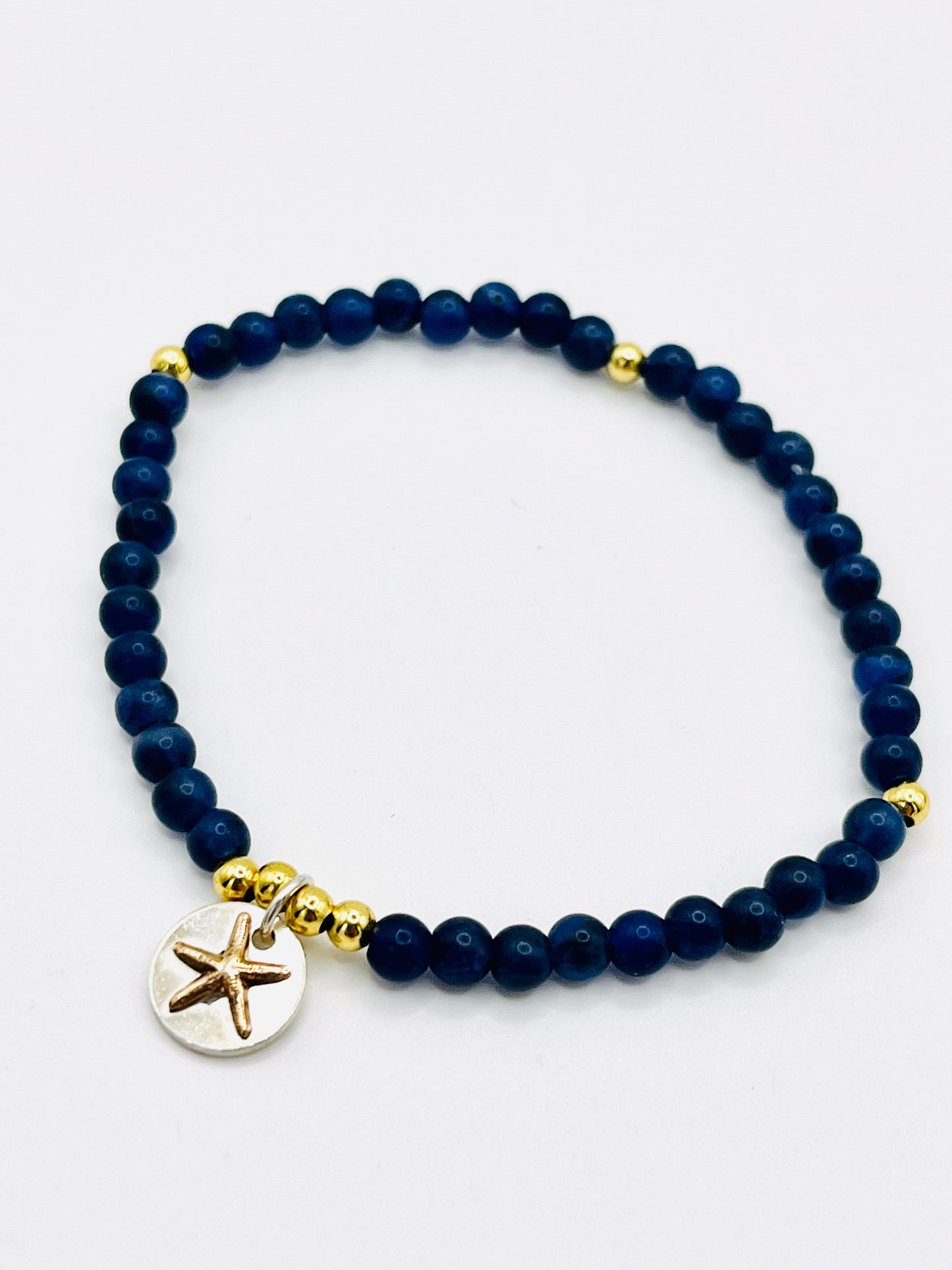 Lapis Blue Starfish disc Bracelet.