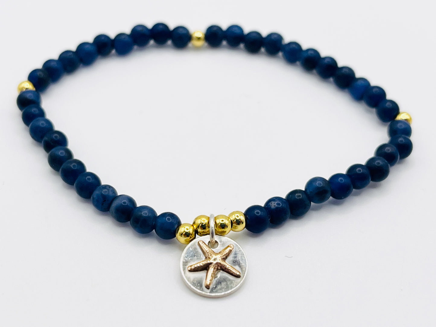 Lapis Blue Starfish disc Bracelet.
