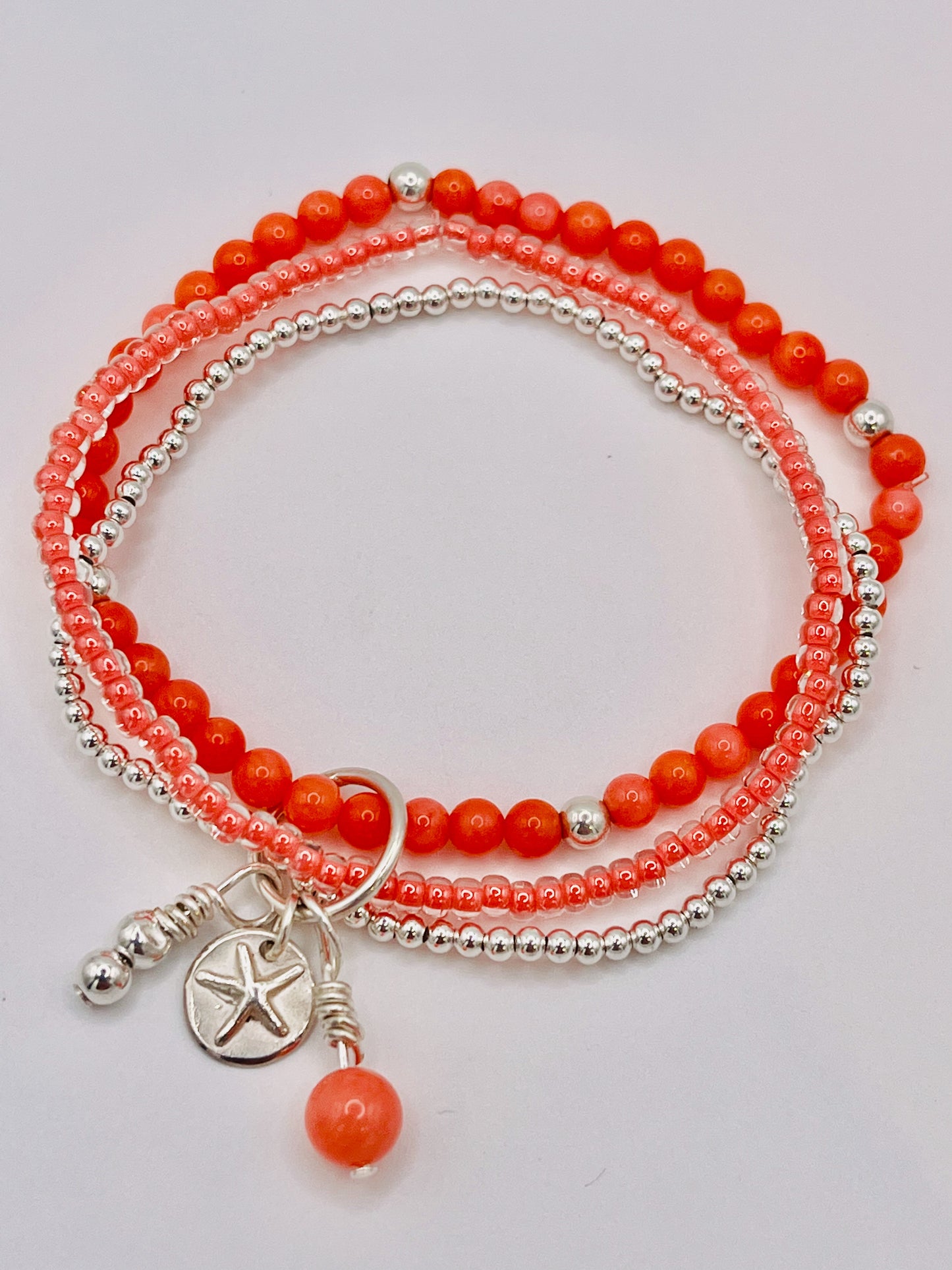 Stacking Beaded Bracelet with Starfish disc.