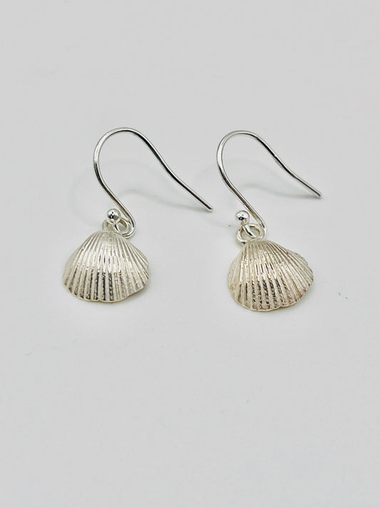 Silver scallop shell earings