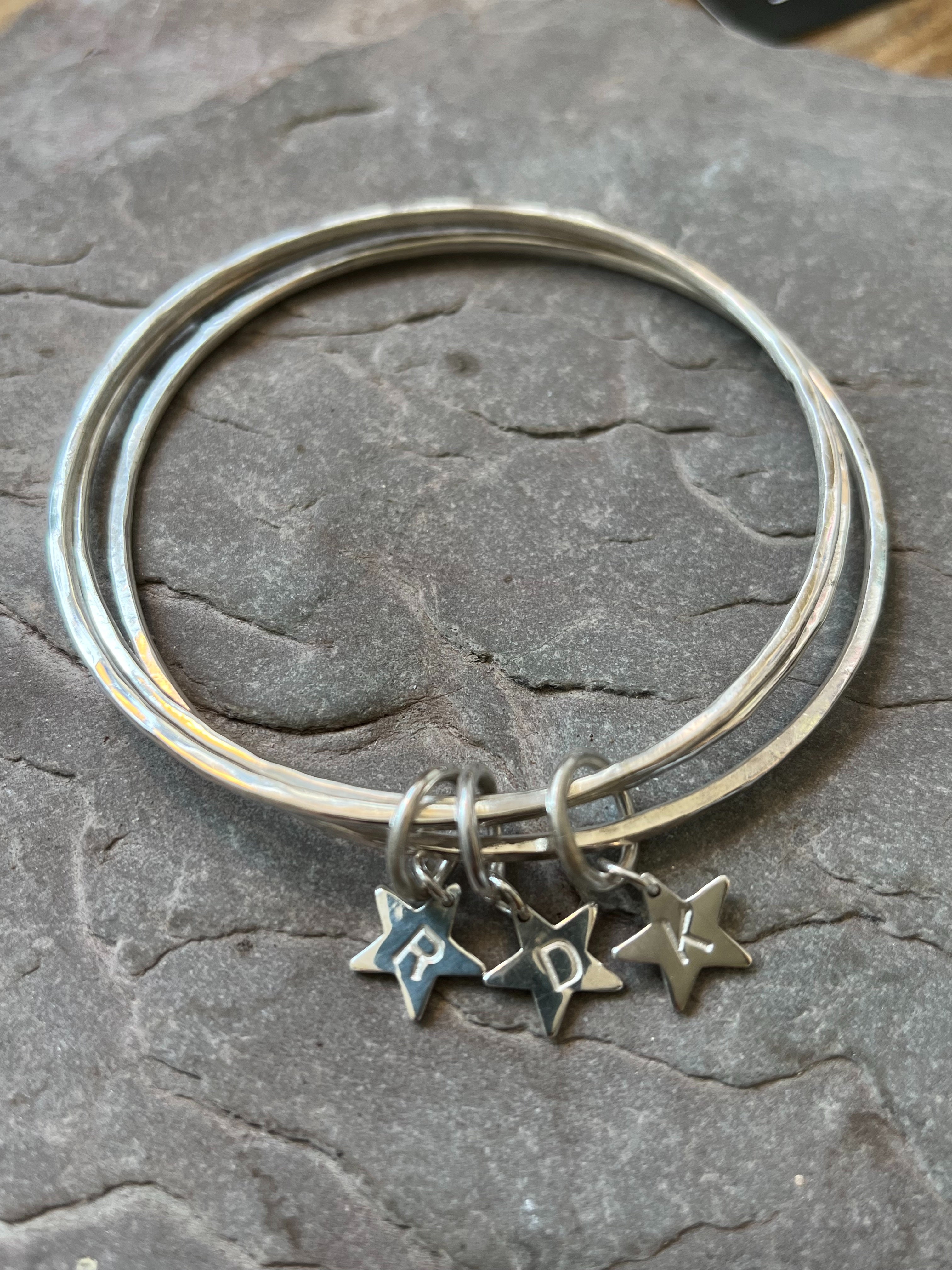 Triple stacking stars bangle.