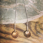 Gold disc pull through chain earings