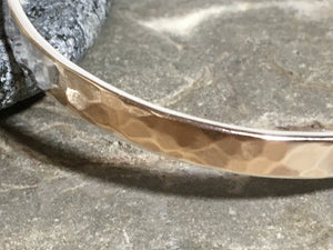 Hammered Flat silver bangle.